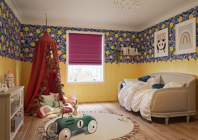 Kyoto Faux Silk, Pink Rouge - Motorised Roman Blind - Image 6